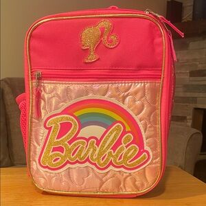 Barbie Hot Pink and Gold Rainbow Quilted Lunch Bag